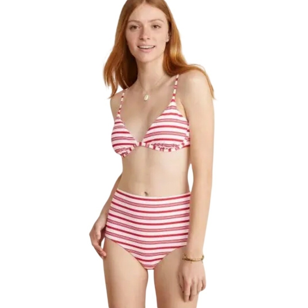 Vineyard Vines NWT Red White Striped Underwire Bikini Ultra High Waist Set Small